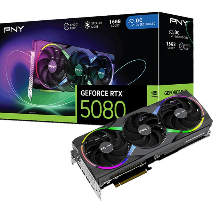 Pny Geforce RTX 5080 Arbb OC grafikkort (DLSS 4, 3x Display Port, 1x HDMI 2.1)