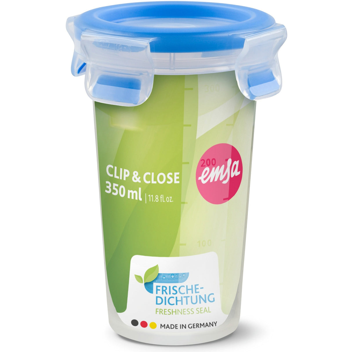 Emsa clip close madbeholder 0,35 l kop (gennemsigtig blå, rund, ø 9,2 cm)