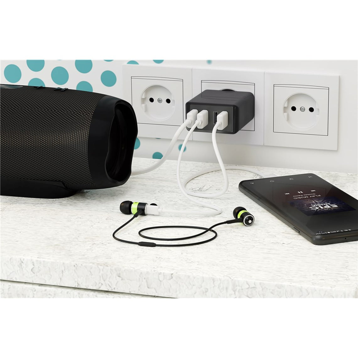 Goobay 4-vejs USB-oplader (30 W) (sort)