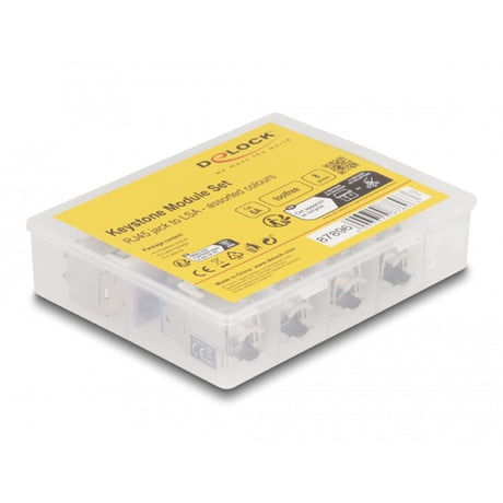 Delock keystone modul rj45 jack til lsa cat 6a værktøjsfrit, 8 stykker (flerfarvet)