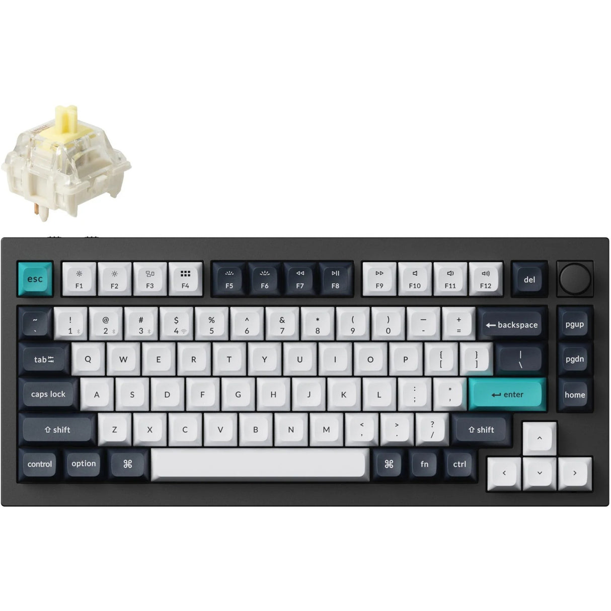 Keychron Q1 Max-M4 RGB mekanisk tastatur (sort, amerikansk layout (QWERTY), Gateron Jupiter Banana, 75%, RGB LED'er, KSA double-shot PBT, hot swap, knap, 2,4GHz | Bluetooth 5.1 | USB-C)
