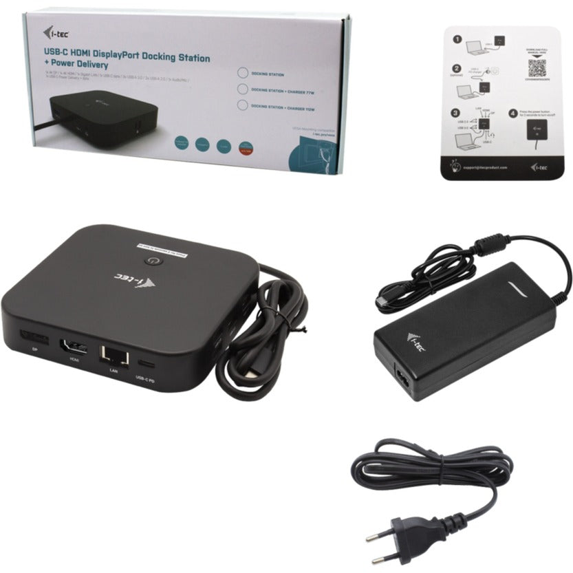 I-tec USB-C HDMI DP dockingstation med strømforsyning 100 W (sort)