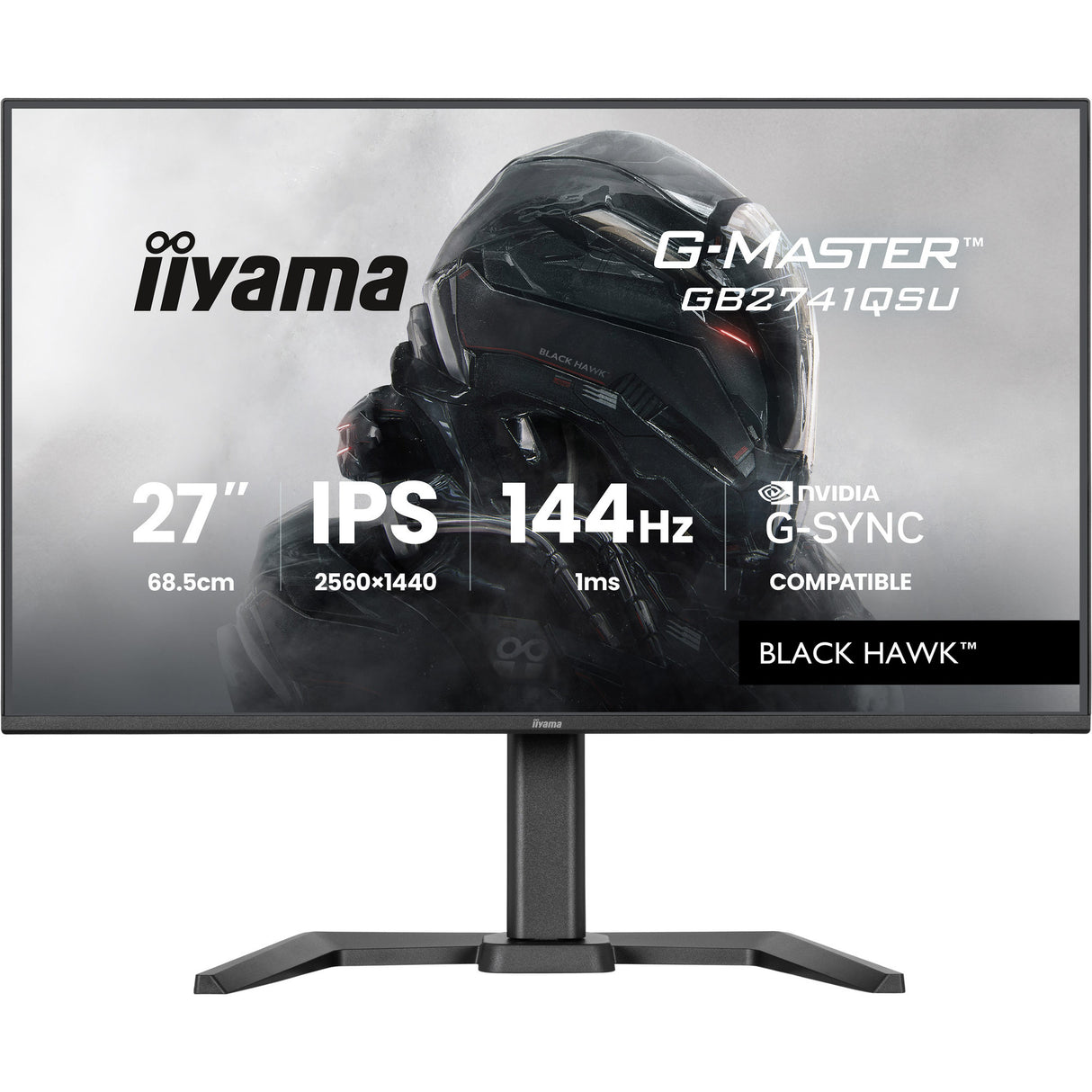 Iiyama G-Master Black Hawk GB2741QSU-B1 27 gaming-skærm (sort, HDMI, DisplayPort, 2x USB-A, USB-B, 144 Hz)