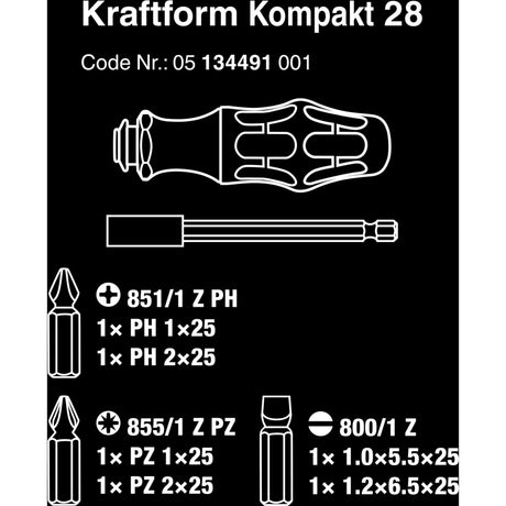 Wera kraftform kompakt 28 med topnøglekasse (sort grøn, 6-delt)