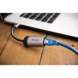 Verbatim USB 3.2 gen 1-adapter, USB-C > RJ-45 (sølvsort, 10 cm, gigabit LAN 10 100 1000 mbit s)
