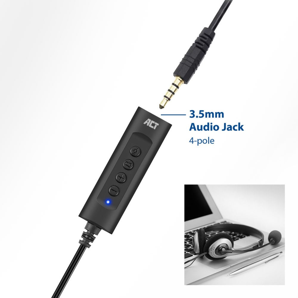 Akt-tilslutning USB-A eksternt lydkort (sort)