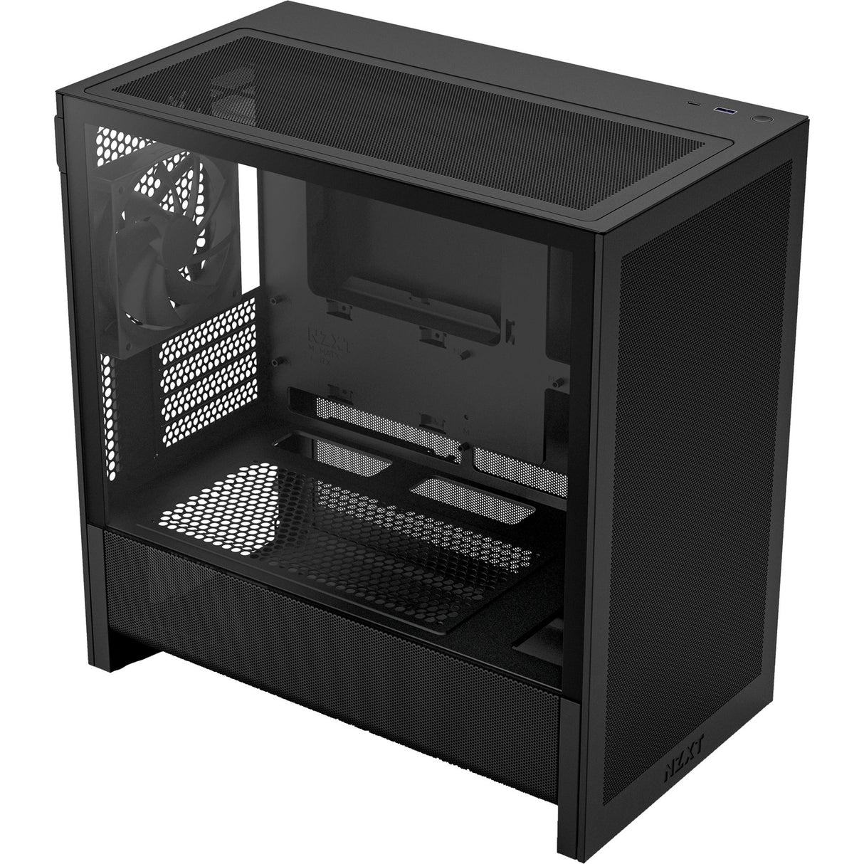 Nzxt h3 flow midi tårnhus (sort (mat) | 1x USB-A | 1x USB-C | hærdet glas)