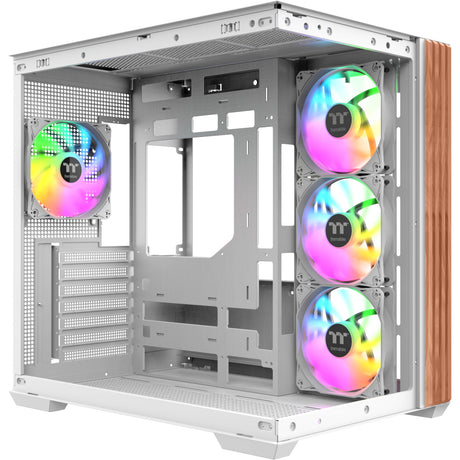 Thermaltake view 380 ws argb sne midi tårnhus (hvid træfarve | 2x USB-A | 1x USB-C | RGB | hærdet glas)