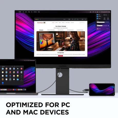 Viewsonic VP2788-5k mac-kompatibel 27 4k UHD-skærm (sort, 2x Thunderbolt 4, 1x HDMI, 1x Displayport, USB-A, USB-C)