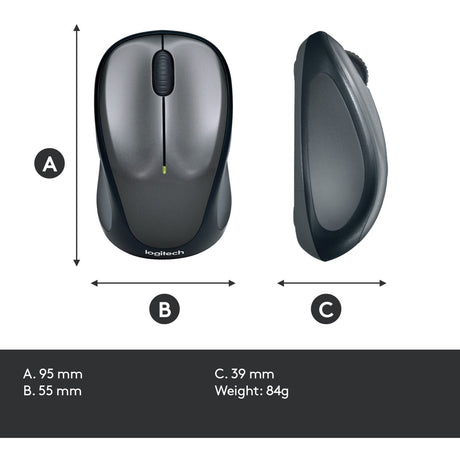 Logitech trådløs mus m235 (sort grå, nano-modtager)