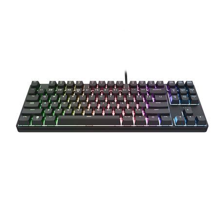 Trust GXT 864 Cada Compact Mechanical TKL Gaming Keyboard (sort, amerikansk layout (Qwerty), Huano Brown, RGB)