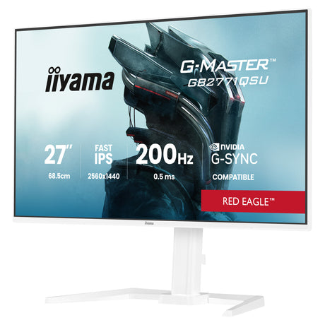 Iiyama G-Master Red Eagle GB2771QSU-W1 27 gaming-skærm (hvid, 2x HDMI, DisplayPort, 2x USB-A, 2x USB-C, 200 Hz)