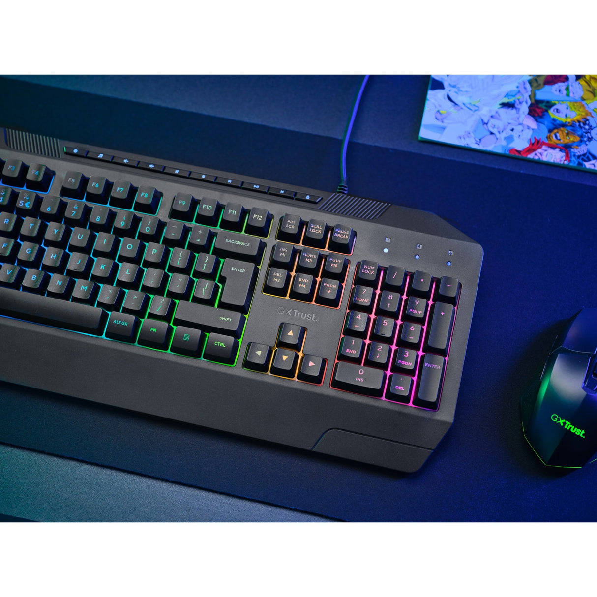 Trust GXT 836 EVOCX RGB gaming tastatur (sort, amerikansk layout (QWERTY), membran, 100 %, RGB)