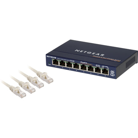 Netgear gs108 switch (blå, detail)