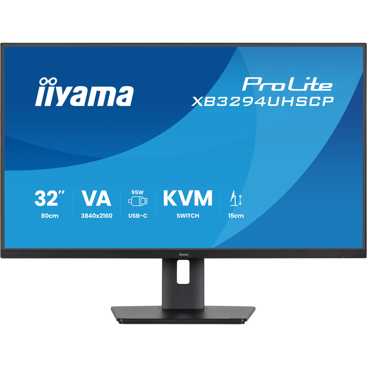 Iiyama Prolite xb3294uhscp-b1 31.5 4k uhd-skærm (sort, 2x hdmi, skærmport, 2x usb-a, 3x usb-c)