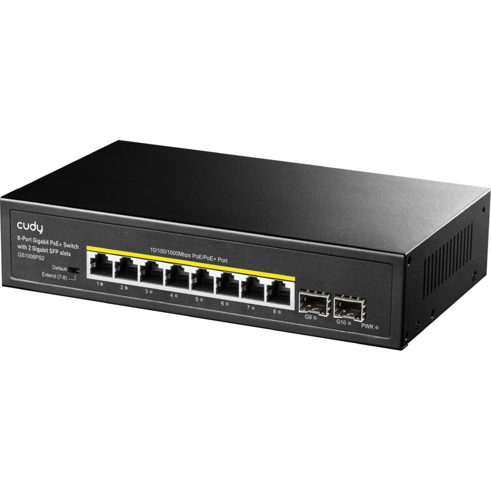Cudy 8-gbe poe+ switch med 2 uplink sfp (sort)