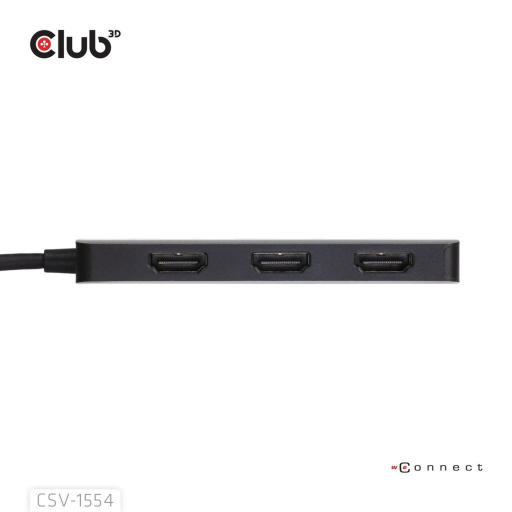 Club 3D USB-C til Triple HDMI MST Hub 4K60Hz Adapter (sort)