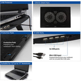 Act connectivity laptop stativ, med blæser, højdejusterbar i 2 positioner (sort, 4-ports USB 2.0 hub)