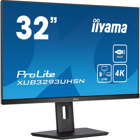 Iiyama Prolite xub3293uhsn-b5 31,5 4k UHD-skærm (sort, HDMI, skærmport, 2x USB-A, USB-C, RJ-45)