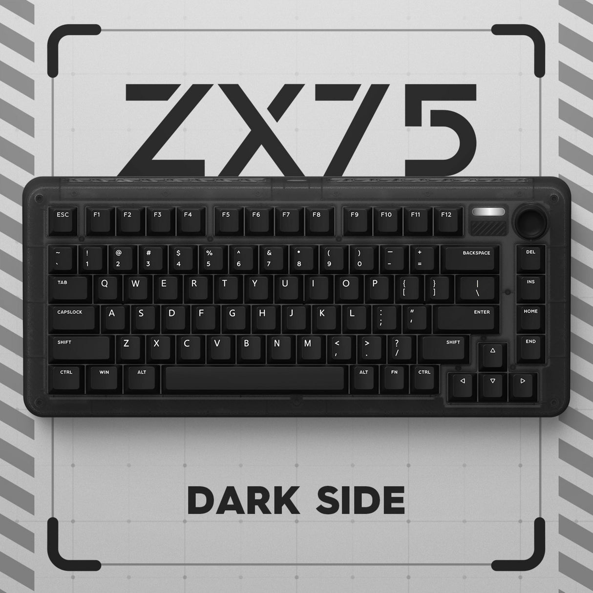 Iqunix zx75 dark side trådløst mekanisk tastatur (sort, us layout (qwerty), gateron rød, 75%, rgb lysdioder, hot-swappable, double-shot pbt, 2,4ghz | bluetooth 5.1 | usb-c)