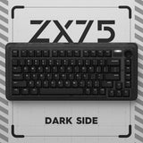 Iqunix zx75 dark side trådløst mekanisk tastatur (sort, us layout (qwerty), gateron rød, 75%, rgb lysdioder, hot-swappable, double-shot pbt, 2,4ghz | bluetooth 5.1 | usb-c)