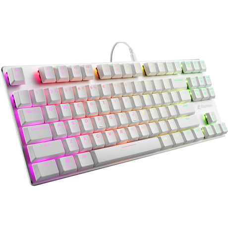 Sharkoon purewriter tkl rgb mekanisk gaming tastatur (hvid, us layout (qwerty), kailh blue, 80% (tkl), rgb lysdioder)