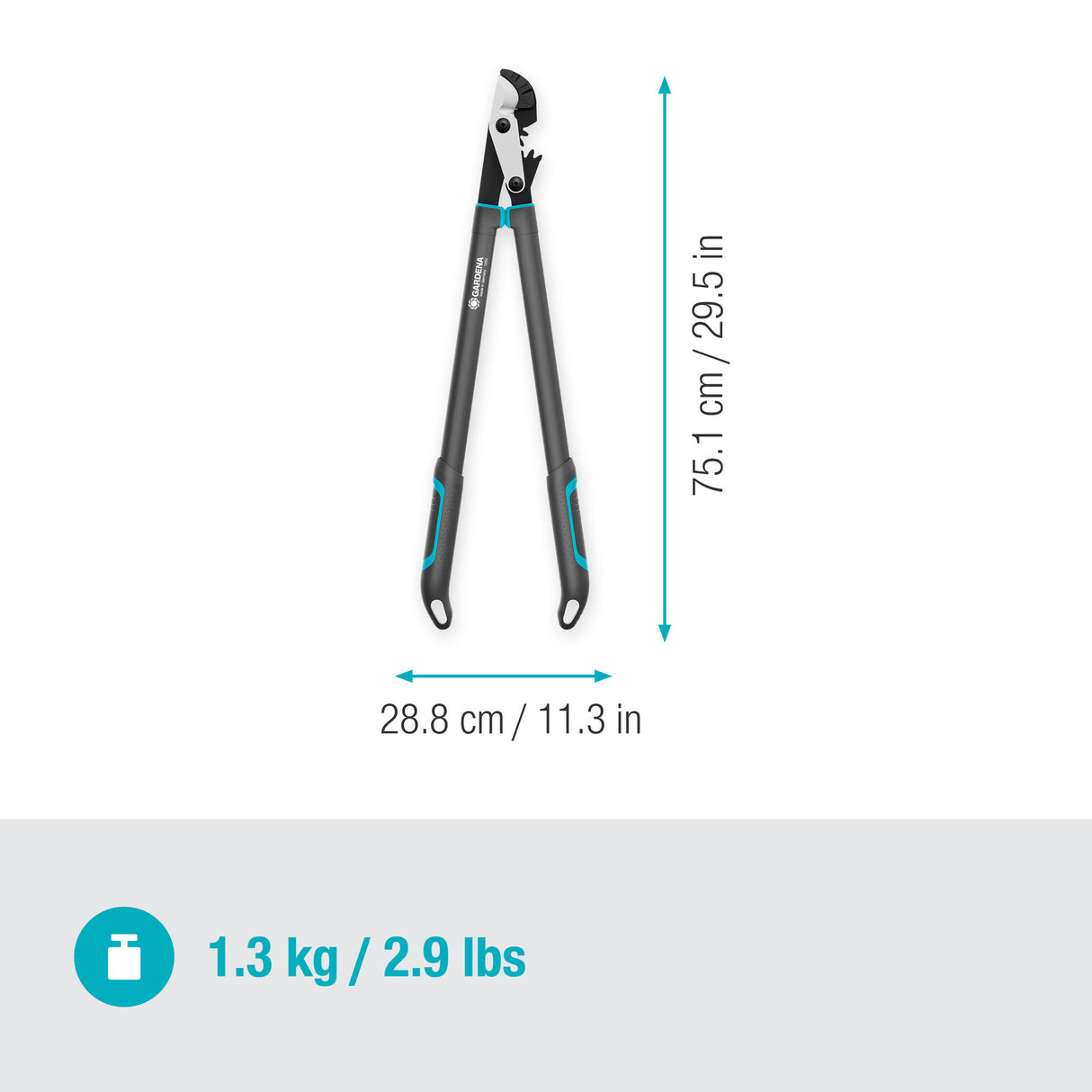 Gardena ambolt beskæringssaks energycut pro l, med ambolt cut (grå turkis, 75 cm, til tørt træ)