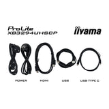 Iiyama Prolite xb3294uhscp-b1 31.5 4k uhd-skærm (sort, 2x hdmi, skærmport, 2x usb-a, 3x usb-c)