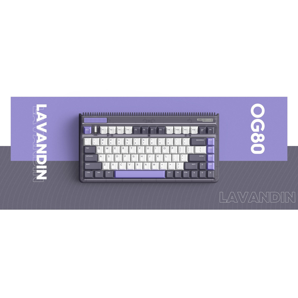 Iqunix og80 lavandin trådløst mekanisk tastatur (lavendel, us-layout (qwerty), cherry mx red, 80% (tkl), hot-swappable, pbt, 2.4ghz | bluetooth 5.1 | usb-c)