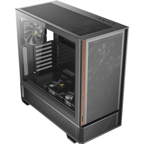 Antec p30 air midi tårnhus (sort træfarve | 2x USB-A | 1x USB-C | hærdet glas)