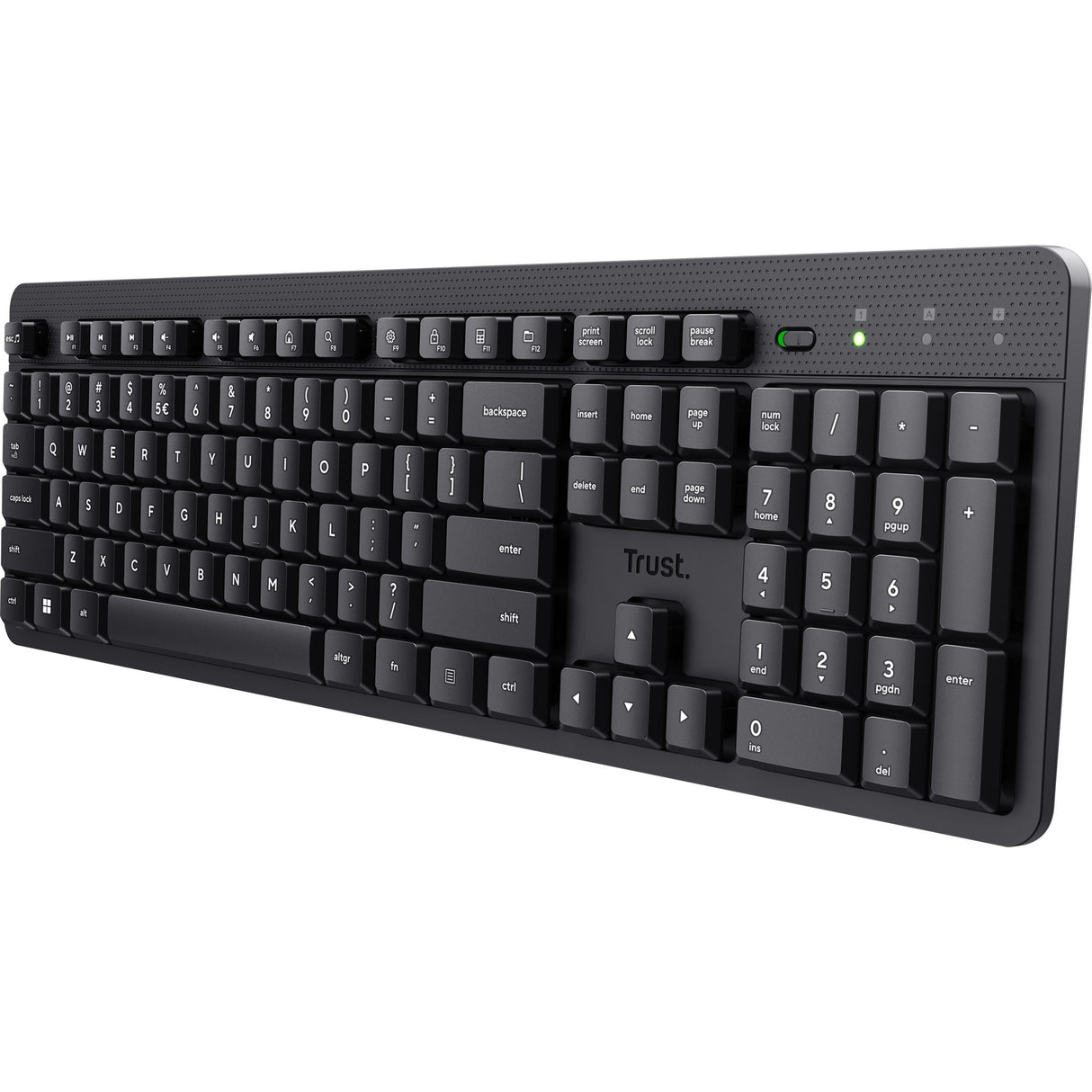 Trust Ody II trådløst tastatur (sort, EU-layout (QWERTY), membran, lydløst)