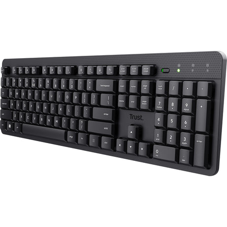 Trust Ody II trådløst tastatur (sort, EU-layout (QWERTY), membran, lydløst)