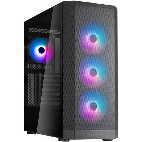 Silverstone Fara 514x Midi Tower-hus (sort | 2x USB-A | 1x USB-C | RGB | hærdet glas)