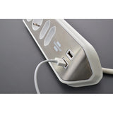 Brennerstuhl ®estilo hjørne tilslutningsboks med USB-opladningsfunktion 4-vejs 2x beskyttelsesstik 2x euro sølv hvid