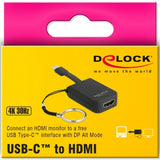 Delock USB-C > HDMI-adapter nøglering (sort, 4k 30hz)