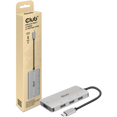 Club 3D USB-C Gen2 > 4x USB-A 10 Gbps USB-hub (aluminium)