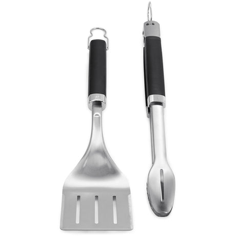 Weber præcisionsgrilltang og -spatelsæt grillbestik (rustfrit stål sort)