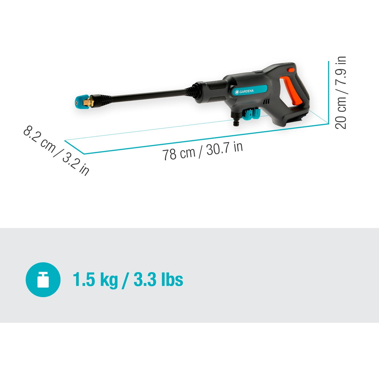 Gardena aquaclean 24 18 v p4a solo højtryksrenser (grå turkis, 14800-55, batteri medfølger ikke)