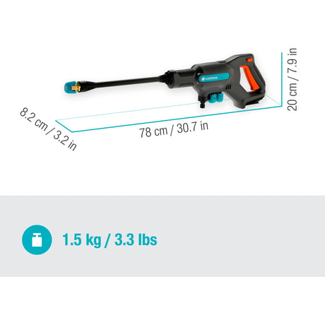 Gardena aquaclean 24 18 v p4a solo højtryksrenser (grå turkis, 14800-55, batteri medfølger ikke)