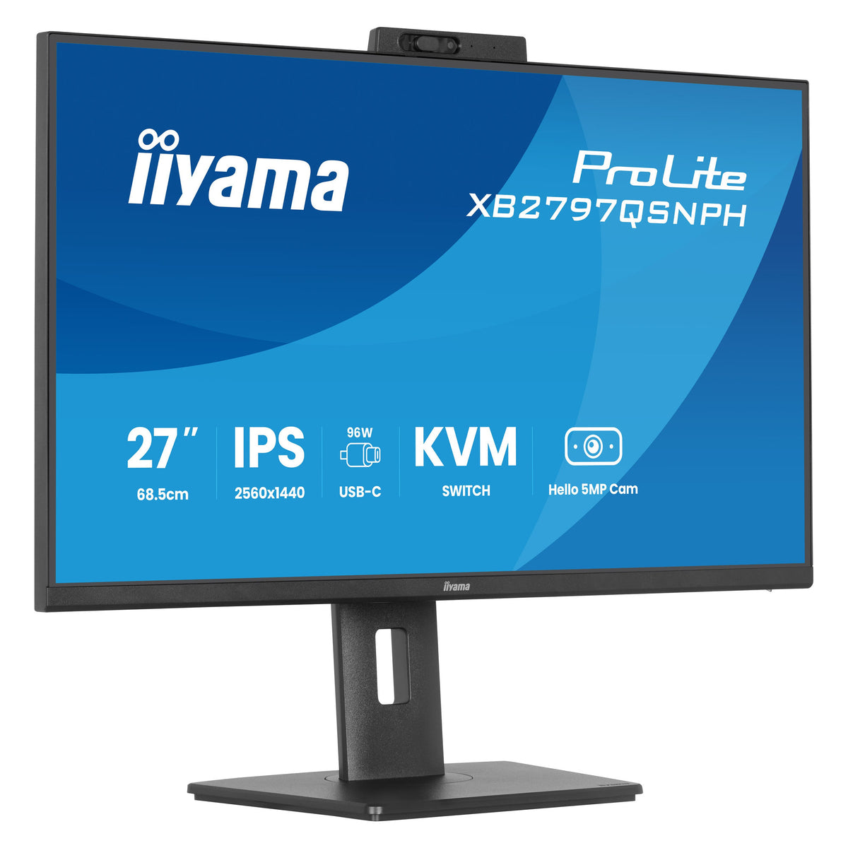 Iiyama prolite xb2797qsnph-b1 27 skærm (sort, hdmi, displayport, usb-c, lan, lyd, webcam)