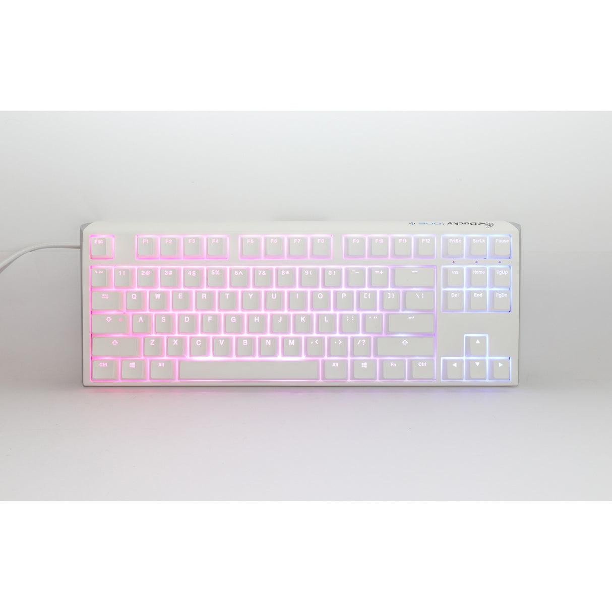 Ducky one 3 klassisk ren hvid tkl rgb mekanisk tastatur (hvid, us-layout (qwerty), cherry mx speed silver, 80% (tkl), rgb lysdioder, double-shot pbt, hot-swappable, quack mekanik)