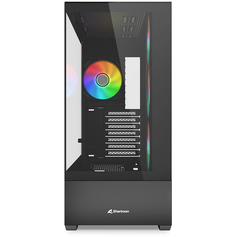 Sharkoon ak6 rgb midi tårnhus (sort | 2x usb-a | 1x usb-c | rgb | hærdet glas)