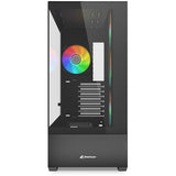 Sharkoon ak6 rgb midi tårnhus (sort | 2x usb-a | 1x usb-c | rgb | hærdet glas)