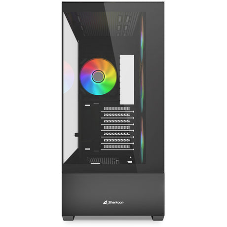 Sharkoon ak6 rgb midi tårnhus (sort | 2x usb-a | 1x usb-c | rgb | hærdet glas)