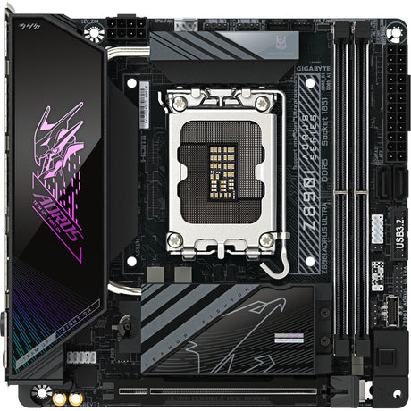 Gigabyte Z890i Aorus Ultra Socket 1851 bundkort (RAID, 2,5 GB-LAN, Wi-Fi 7, BT, lyd, Mini-ITX)
