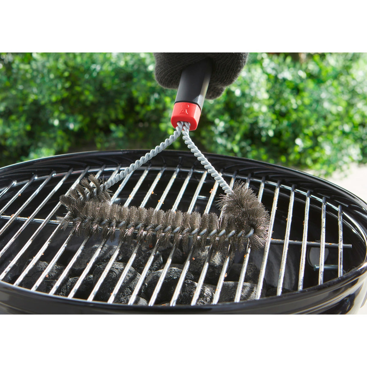 Weber tresidet rensebørste grillrensebørste (sort rød, 30 cm)