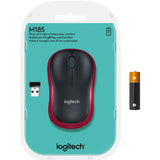 Logitech trådløs mus m185 (rød, detail)