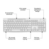 Logitech mk295 lydløst trådløst tastatur og mus combo desktop sæt (grå, us-international layout (qwerty), 100%)