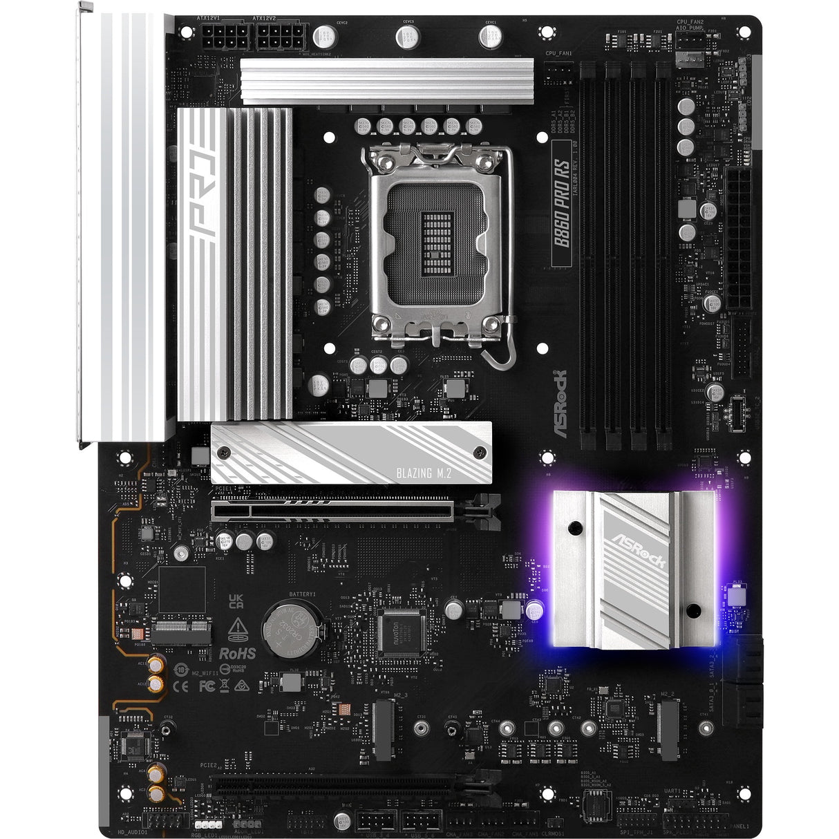 Asrock B860 Pro RS Socket 1851 bundkort (RAID, 2,5 GB-LAN, lyd, ATX)