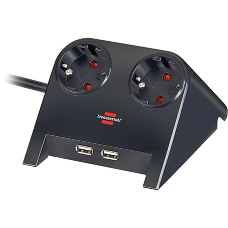 Bordstikdåse brennerstuhl usb oplader 1,8m sort